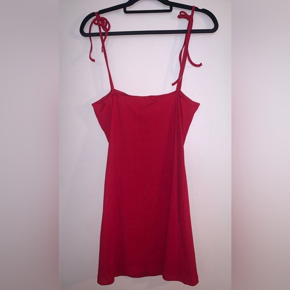 Red Ribbed Bodycon Style Sundress - Picture 1 of 4